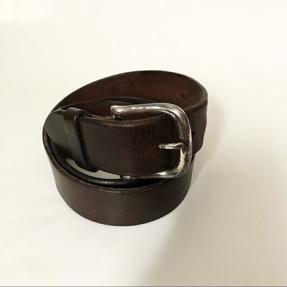 Fossil brown leather belt with square buckle